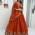 Rust Orange shimmer moss fabric Embroidered readymade Lehenga Choli Set with Dupatta
