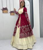 Rani Pink embroidered ready to wear lehenga set with shrug and blouse