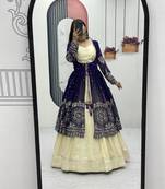 Royal Purple Embroidered ready to wear Lehenga Set with Shrug and blouse