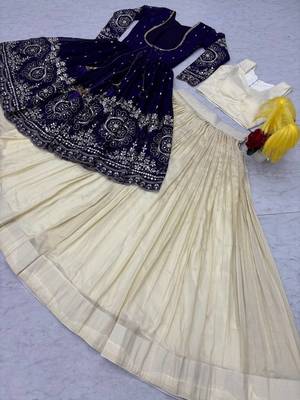 Royal Purple Embroidered ready to wear Lehenga Set with Shrug and blouse 5