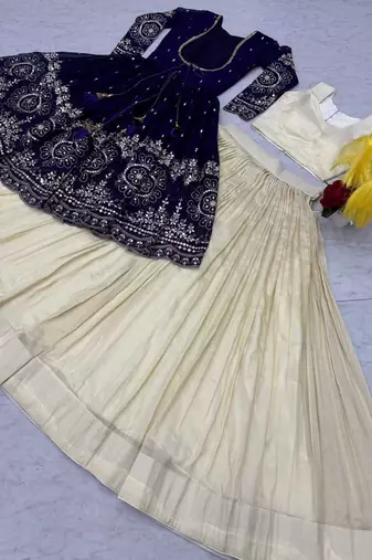 Royal Purple Embroidered ready to wear Lehenga Set with Shrug and blouse