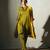 Yellow embroidered crepe kurta set with jacket
