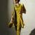 Yellow embroidered crepe kurta set with jacket