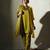 Yellow embroidered crepe kurta set with jacket