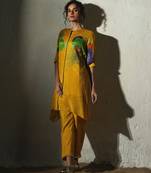 Yellow printed chiffon kurta set