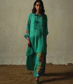 Blue embroidered chiffon kurta set