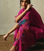 Pink embroidered chiffon kurta set