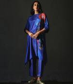 Blue printed chiffon kurta set
