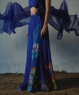 Blue plain chiffon co ord set 4
