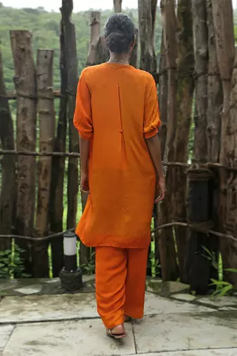 Orange embroidered crepe co ord set