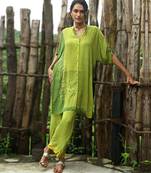 Green embroidered crepe co ord set