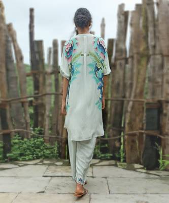 Grey printed crepe co ord set 2