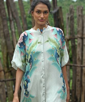 Grey printed crepe co ord set 3
