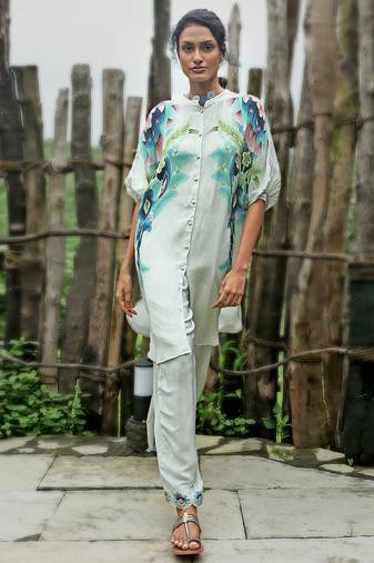 Grey printed crepe co ord set