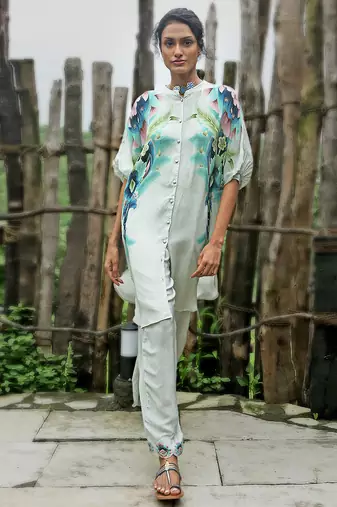 Grey printed crepe co ord set