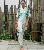 Grey printed crepe co ord set