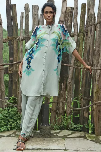 Grey printed crepe co ord set