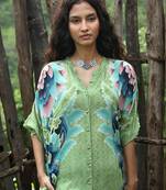 Green printed crepe co ord set