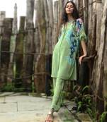 Green printed crepe co ord set