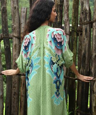 Green printed crepe co ord set 5