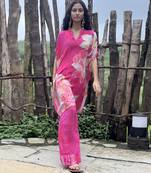 Pink printed crepe kurta set