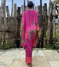 Pink printed chiffon kurta set