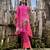 Pink printed chiffon kurta set