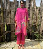 Pink printed chiffon kurta set