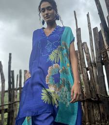 Blue printed chiffon kurta set