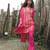 Pink printed chiffon kurta set
