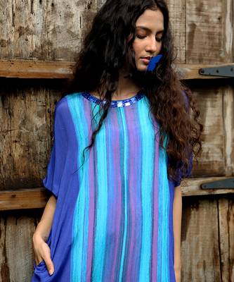 Blue printed chiffon kurta set 2