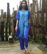 Blue printed chiffon kurta set