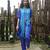 Blue printed chiffon kurta set