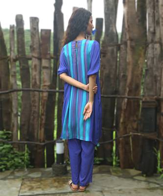Blue printed chiffon kurta set 3