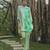 Green printed crepe kurta set