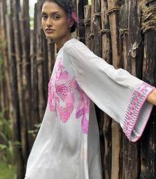 Pink printed crepe kurta set