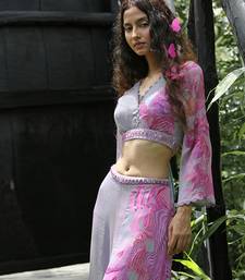 Pink embroidered chiffon co ord set