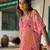 Pink printed crepe kurta set