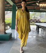 Yellow printed chiffon co ord set