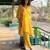 Yellow printed crepe kurta set