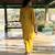 Yellow printed crepe kurta set
