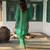 Green printed crepe kurta set