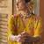 Yellow printed satin sharara set