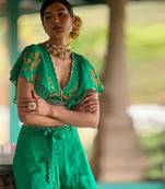 Green printed chiffon co ord set