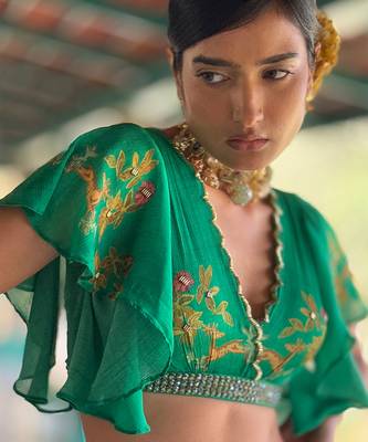 Green printed chiffon co ord set 3
