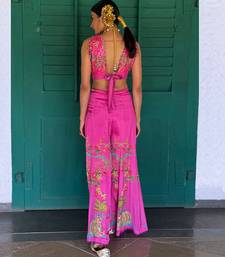 Pink embroidered chiffon co ord set