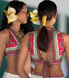 Off-white embroidered chiffon co ord set