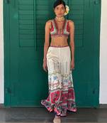 Off-white embroidered chiffon co ord set