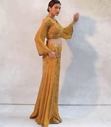 Yellow printed chiffon co ord set