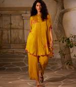 Yellow printed chiffon co ord set